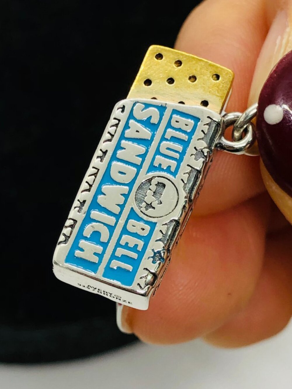 James Avery Enamel Blue Bell Ice Cream Sandwich Charm